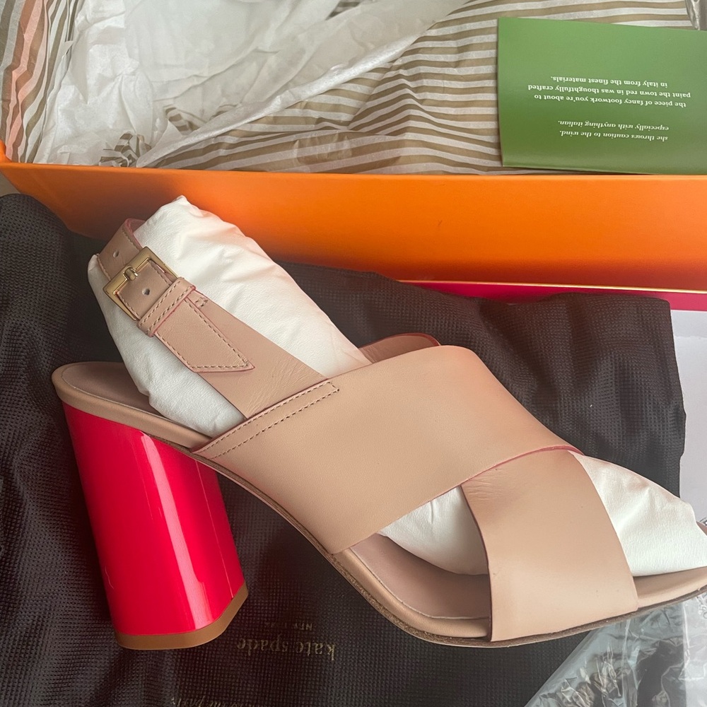 Kate Spade Pink and Red Block Heel Sandals